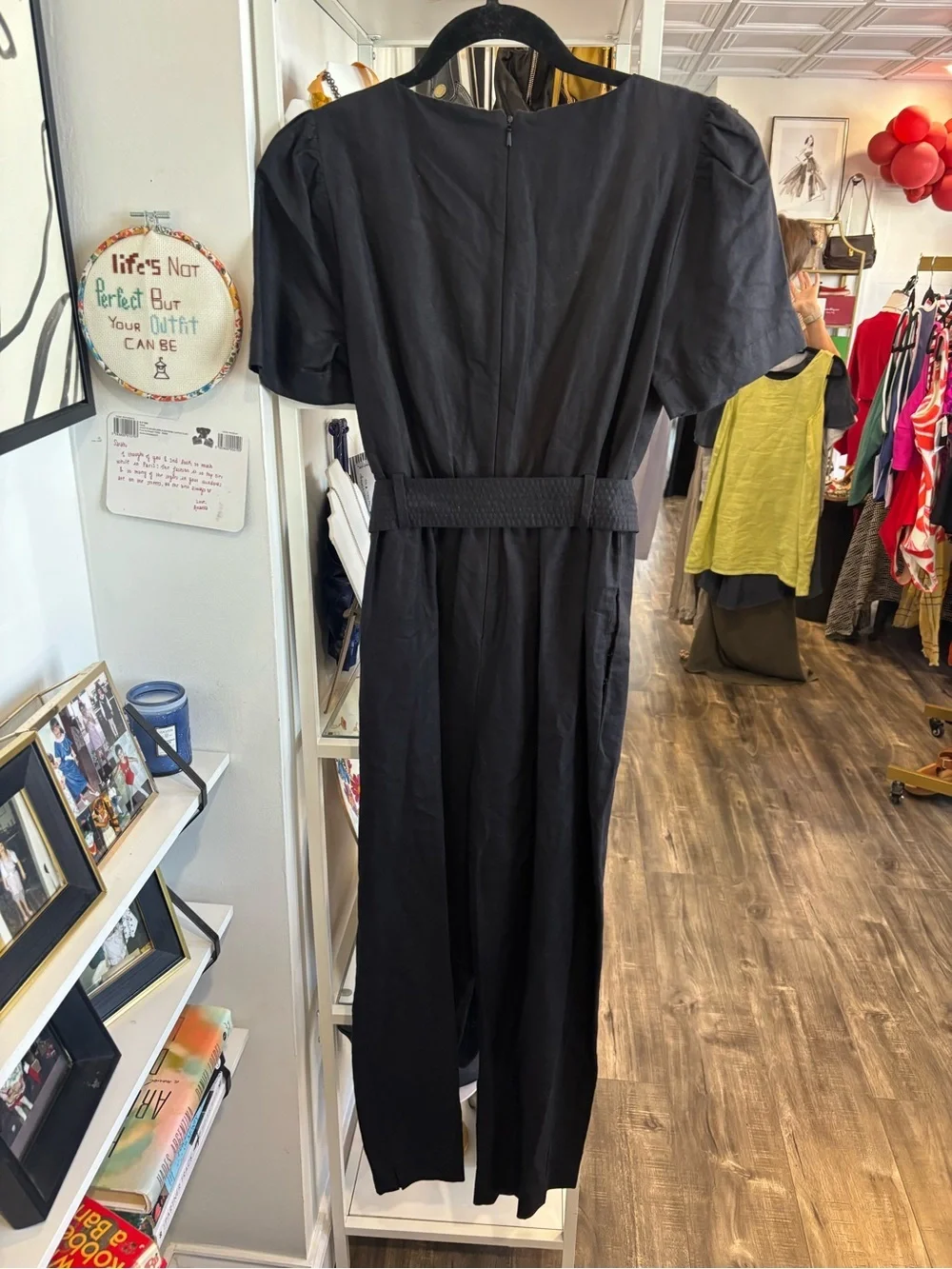 kate spade Black Double-Breasted Puff-Sleeve Jumpsuit